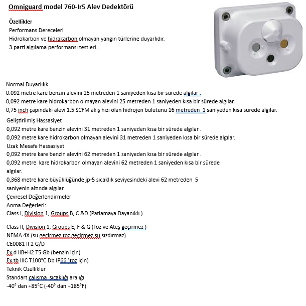 Omniguard model 760 Ir5 Alev Dedektörü